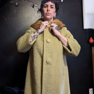 Vintage pea coat wool fur